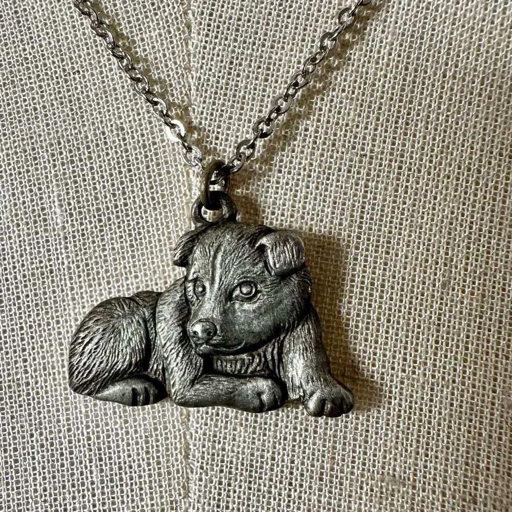 Pewter dog pendant necklace